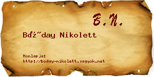Bóday Nikolett névjegykártya