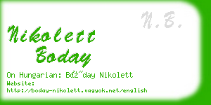 nikolett boday business card